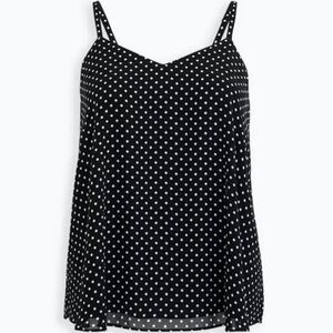 Torrid Sophie Swing Cami Chiffon Sz 2 (xxl) Polka Dot Top Black White Sleeveless